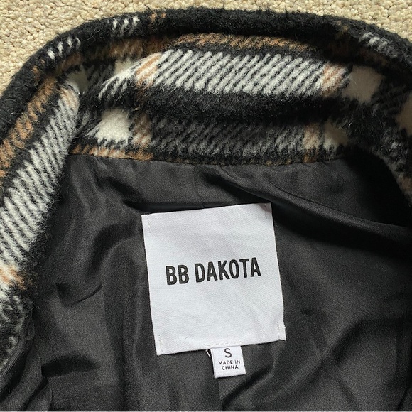 🎉BB DAKOTA Plaid Times Multi Plaid Coat, Women’s SM, Black/Camel/Cream -EVEREVE - Picture 6 of 6